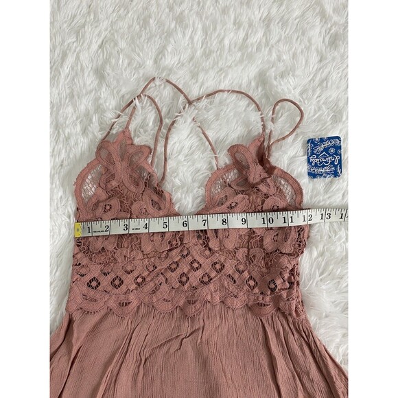 Free People Adella Slip Dress in Rose Mauve Pink Lace Smocked Back Flowy S - Picture 5 of 8
